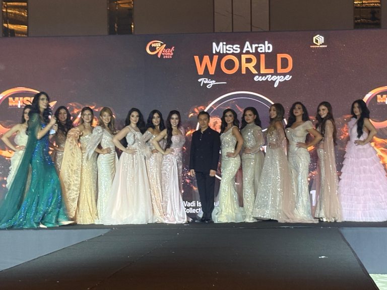 من تصميم العالمي ماهر غلاييني.. مي سليم تلفت الأنظار في حفل Miss Arab World Europe 2025