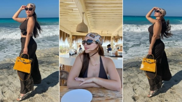 نسرين طافش تثير جدلاً بارتدائها الحمالات في الساحل